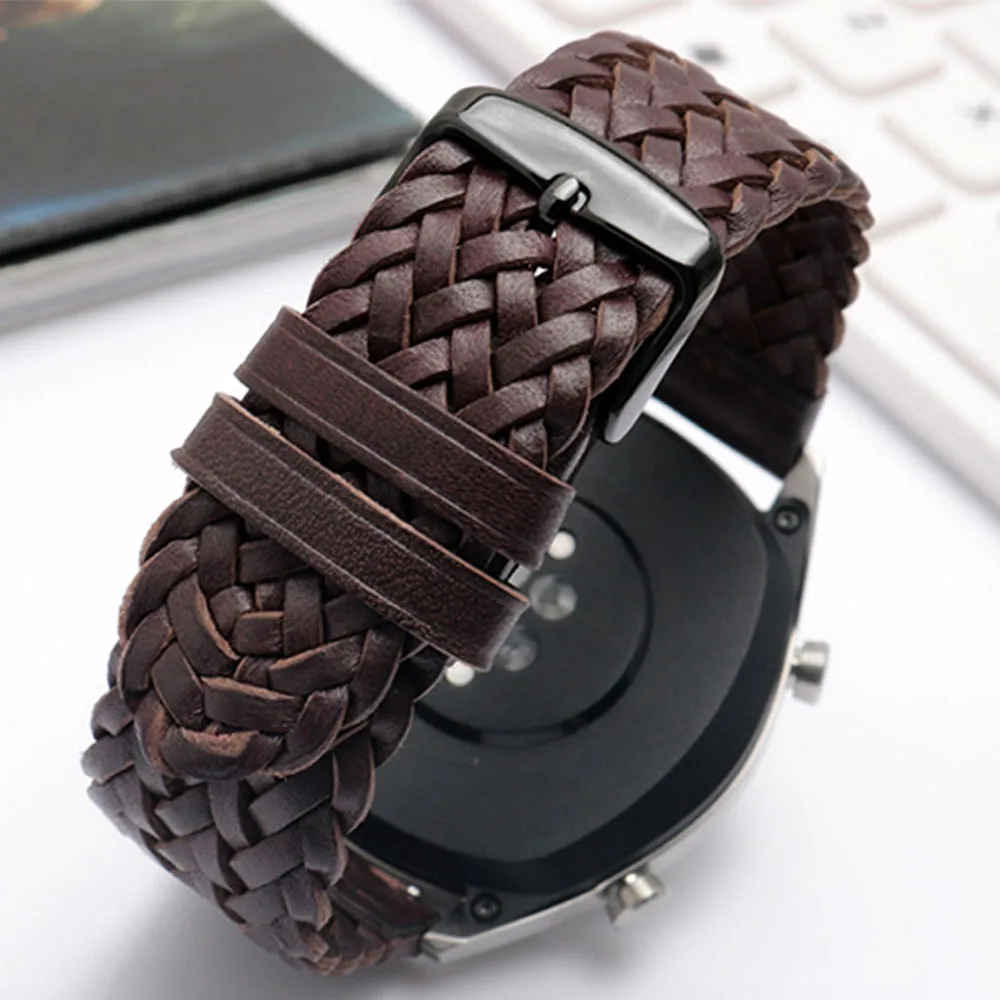 20mm 22mm 24mm Genuine Leather Braided Watch Strap Men Women Universal Quick Release Cowhide Wrist Band Bracelet Accessories