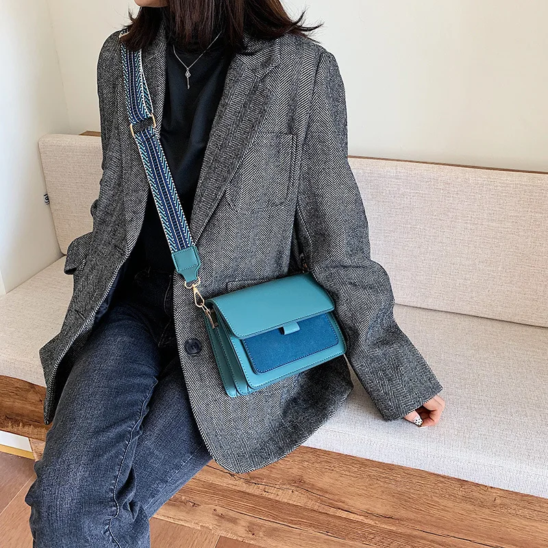 New Suede Leather Women Crossbody Bags 2022 New Luxury Design Ladies Messenger Shoulder bags Wide Shoulder Straps Female Purses