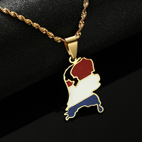 Trendy Country Jewelry Nederlanden Flag Pendant Unisex Women Girls Gold Color Dutch Netherlands Map Necklaces