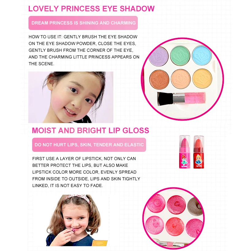 S22606 Prinses Draagbare Baby Kinderen Cosmetica Schoonheid Mini Box Make-up Baby Meisje Speelgoed Speelhuis Meisjes Games Make-up Kit Speelgoed