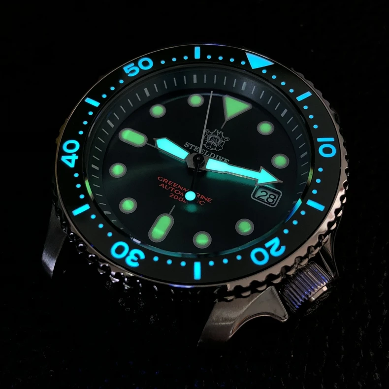 STEELDIVE 62Mas Dive Watch For Men,Mens Automatic Watches 200m Waterproof Mechanical Wristwatch C3 Luminous Ceramic Bezel NH35