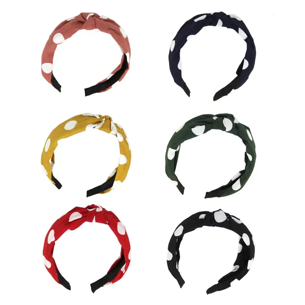 1pc Big Polka Dots Bow Knotted Polyester Hair Bands Hair Loop Headbands for Women Hair Accessories