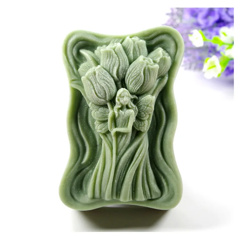 Tulip Flower Soap Resin Mold Silicone Flower Fairy Mold for Soap Making Handmade Soap Mold DIY Scented Candle Art Craft Moulds