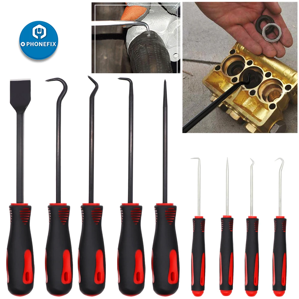 9Pcs di Precisione Auto Paraolio Gancio Pick Set di Precisione Raschietto Hook Pick Set per Auto Sistemi di Accensione O- anello di Tenuta di Rimozione Puller