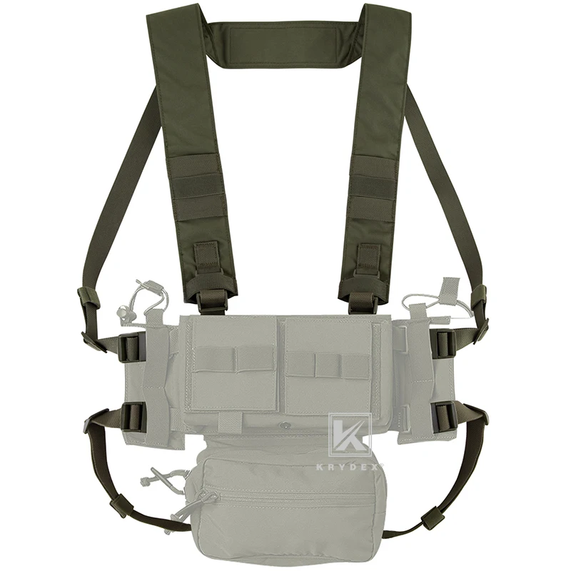 KRYDEX Micro Fight Fat Strap H Harness W/ Male & Female Buckles Ranger Green Shoulder & Back Strap For MK3 MK4 D3CRM Chest Rig