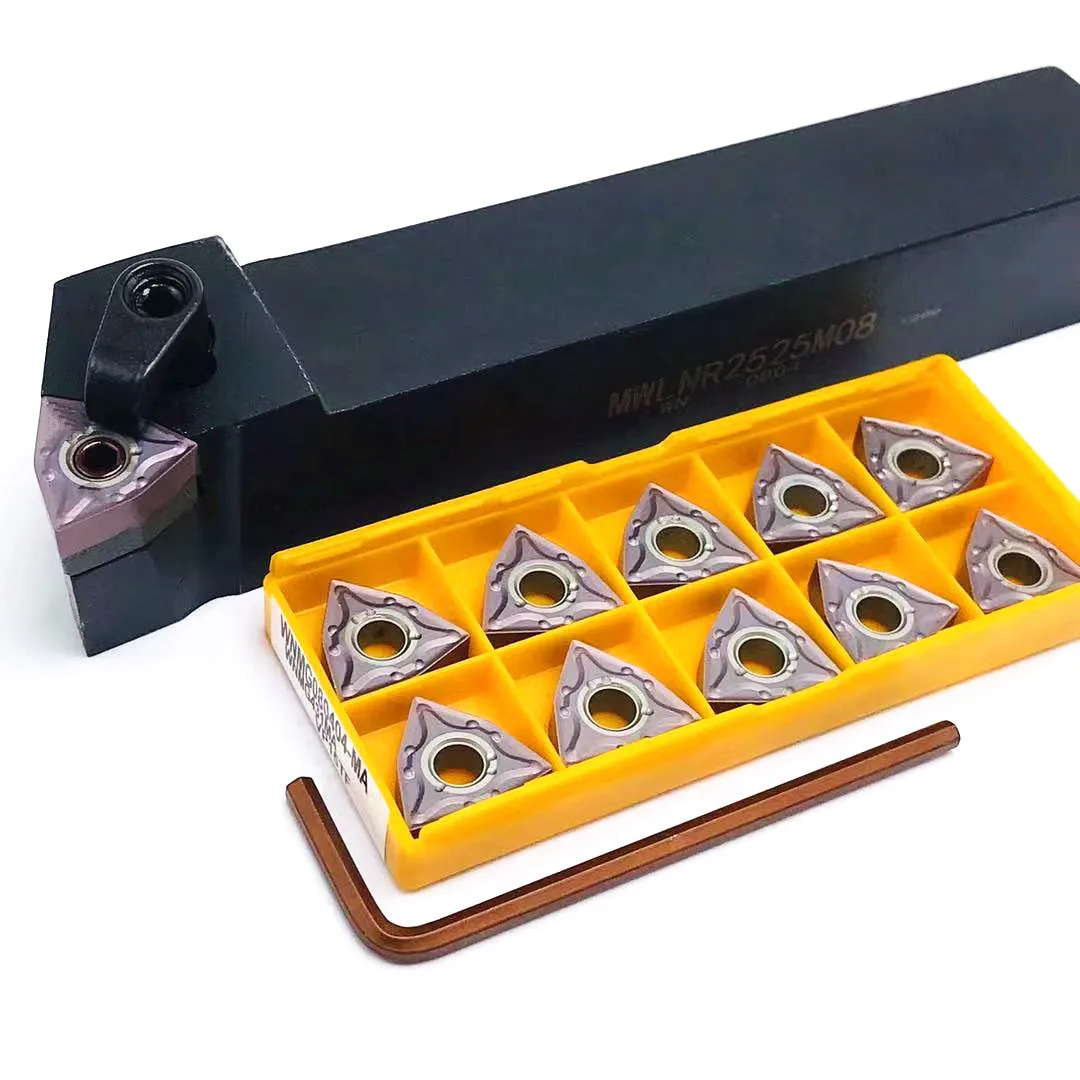 MWLNR1616H08 MWLNR2020K08 MWLNR2525M08ที่ยึดเครื่องมือภายนอก + เครื่องมืออะไหล่แทรกคาร์ไบด์ WNMG080408 WNMG080404 10ชิ้น mwlnr