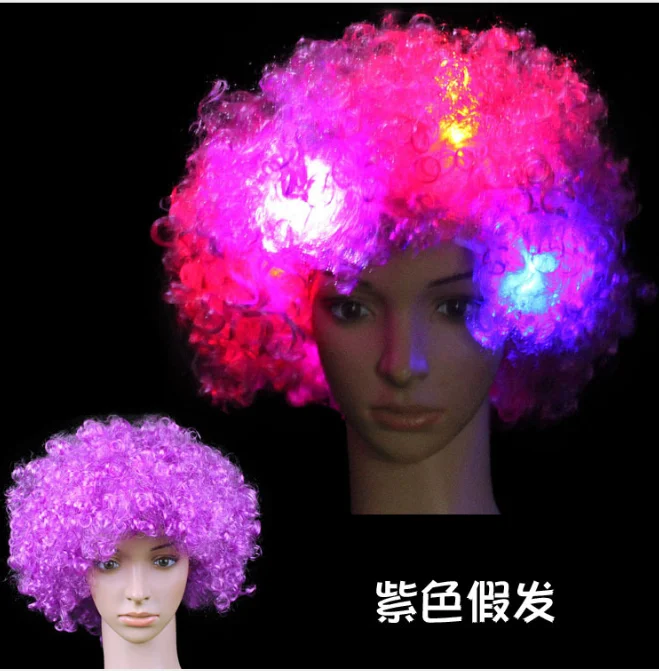 Luminous หมวกหมวกหัวระเบิดวิกผม LED แฟลช Headdress Clown วิกผมแฟนผู้ใหญ่พรรค Multicolor