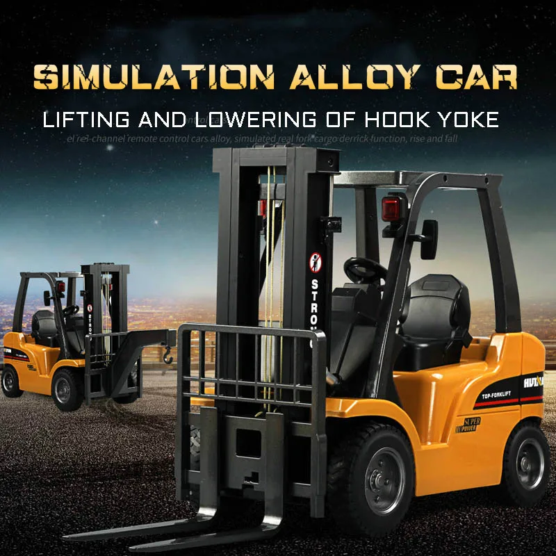 Huina RC Alloy Forklift 1:10 Simulation Lifting Crane Children's Electric Moving Toy Crawler 8CH Engineering Vehicle Model Gifts