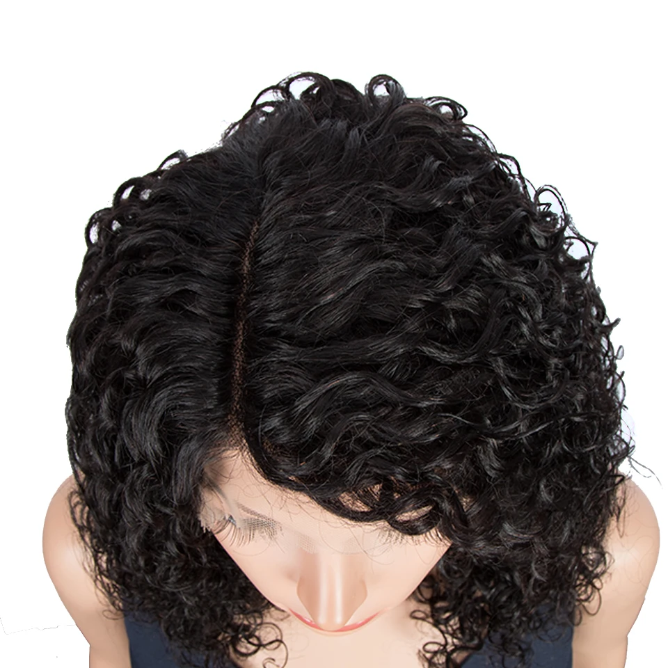 Trueme-Perruque Brésilienne Naturelle, Cheveux Crépus Bouclés, avec Baby Hair, Partie Latérale Pré-Plumée, caution Curl