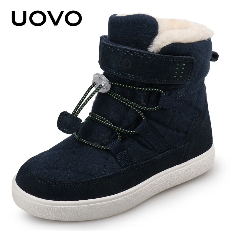 UOVO New Arrival Winter Kids Snow Fashion Children Warm Boots Boys And Girls Shoes With Plush Lining Size 31-37