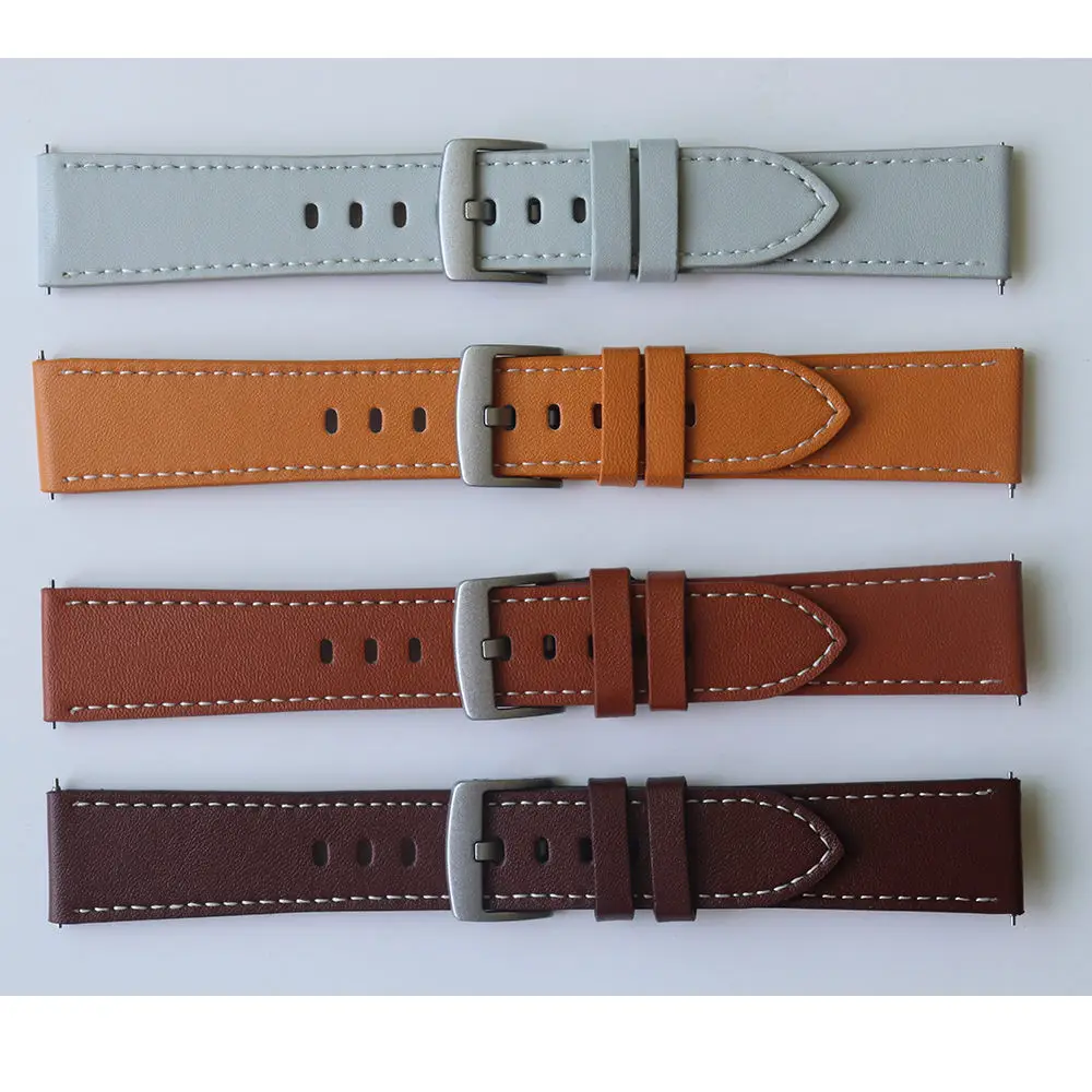 20mm 22mm Leather Watchband Strap For Samsung Galaxy Watch 3 45mm 41mm Smart Wristband Bracelet For Garmin Vivoactive 5 4 Band