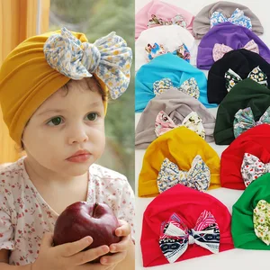 Lovely Flower Print Baby Hat Headwrap Soft Baby Girls Boys Cap Beanies Turban Hat