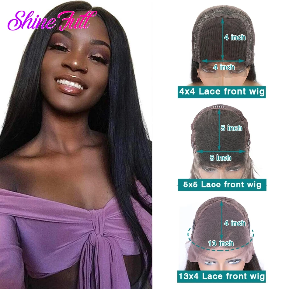 

ShineFull Bone Straight Human Hair Frontal Wigs Malaysian 4x4 13x4 Closure Wig 5x5 HD Transparent Lace Front Wig Natural 30''