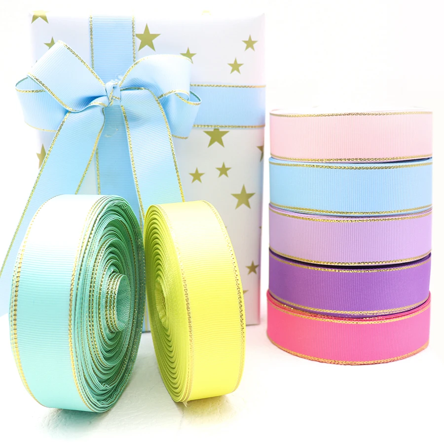 10 Yards 10MM/25MM/38MM Glitzer-Grosgrainband mit Goldrand für Haarschleifen/Geschenkverpackungen, DIY-Weihnachtsdekorationsmaterial Y19042101 – Detail 8