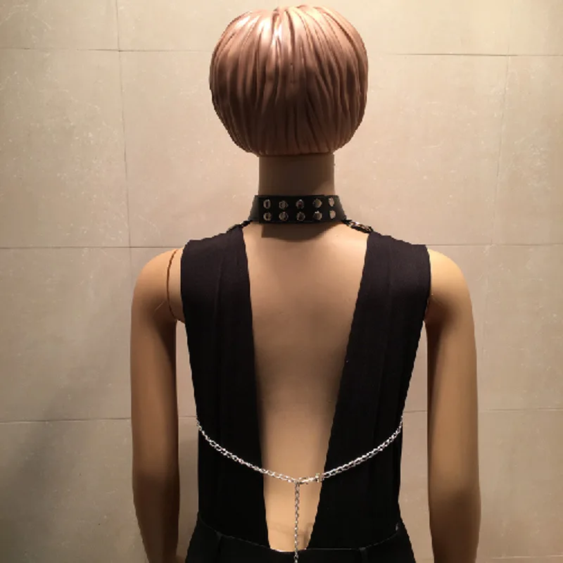 Sexy Bahan Kulit Harness Rantai Sabuk Wanita Pakaian Gothic Punk Bustier Korset Harajuku Tubuh Diikat Pinggang Tali Suspender Gaun