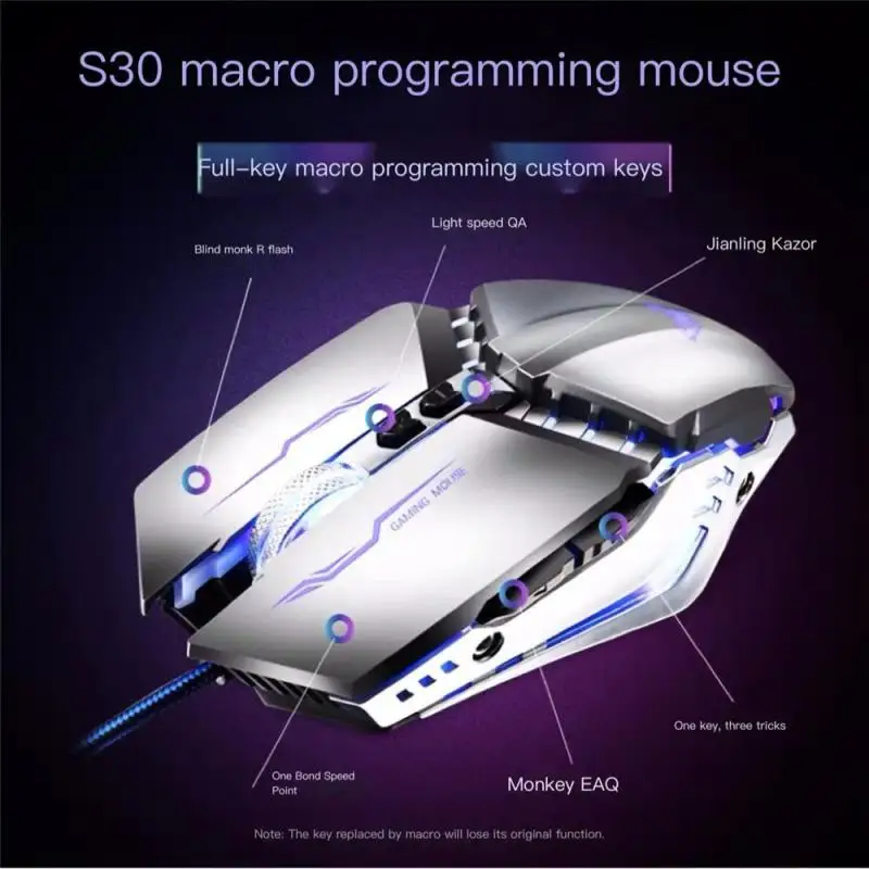 AULA S30 RGB Gaming Mouse Wired Game Mouse with 7 Button, 4 Adjustable DPI, 4 Color Backlight for Gamer PC Laptop