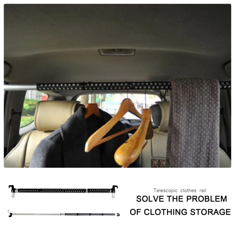 

Car Hanger Length Adjustable Universal Extended Auto Car Coat Hanger Clothing Rod Bar Clothes Rack Garment Holder Home Organizer