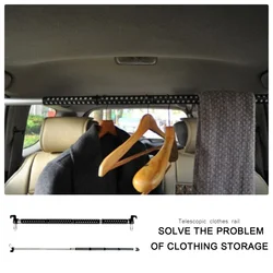 Car Hanger Length Adjustable Universal Extended Auto Car Coat Hanger Clothing Rod Bar Clothes Rack Garment Holder Home Organizer