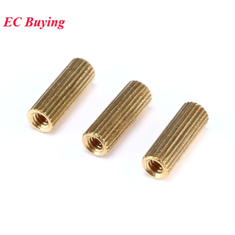 50pcs M2X4/5/6/8/9/10/11/12 mm Brass Round Standoff Spacer  Female M2 Brass Threaded Spacer Double Pass M2*4/5/6/8/9/10/11/12 mm