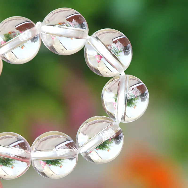 Genuine Natural White Quartz Clear Round Beads Bracelet 8mm 10mm 12mm 14mm 18mm 20mm Round Beads Bracelet Women Stretch AAAAAA