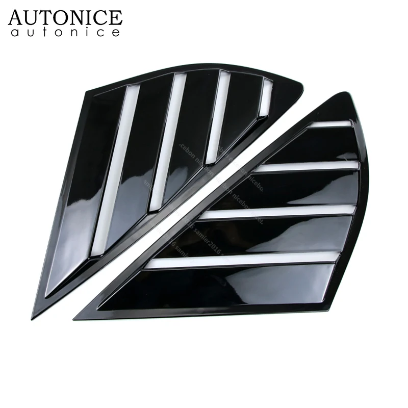 2pc Shiny Black Rear Quarter Panel Window Side Louvers Vent Trim Fit for Ford Fusion Mondeo Asian and North American Versions