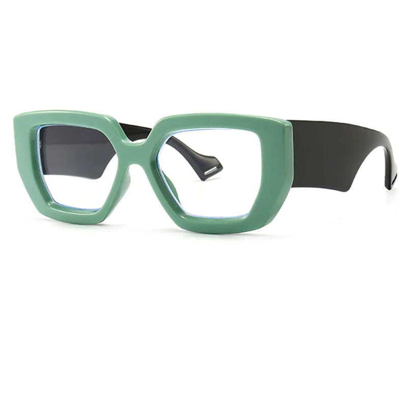 Vintage Square Big Frame Glasses Frame Fashion Wood Frame Glasses Female Transparent Optical Green Eyeglasses