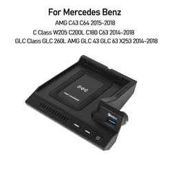Auto kabelloses Ladegerät für Mercedes-Benz W205 C43 C63 AMG GLC43 GLC63 X253 C/GLC-Klasse Handy USB-Ladepad Zubehör