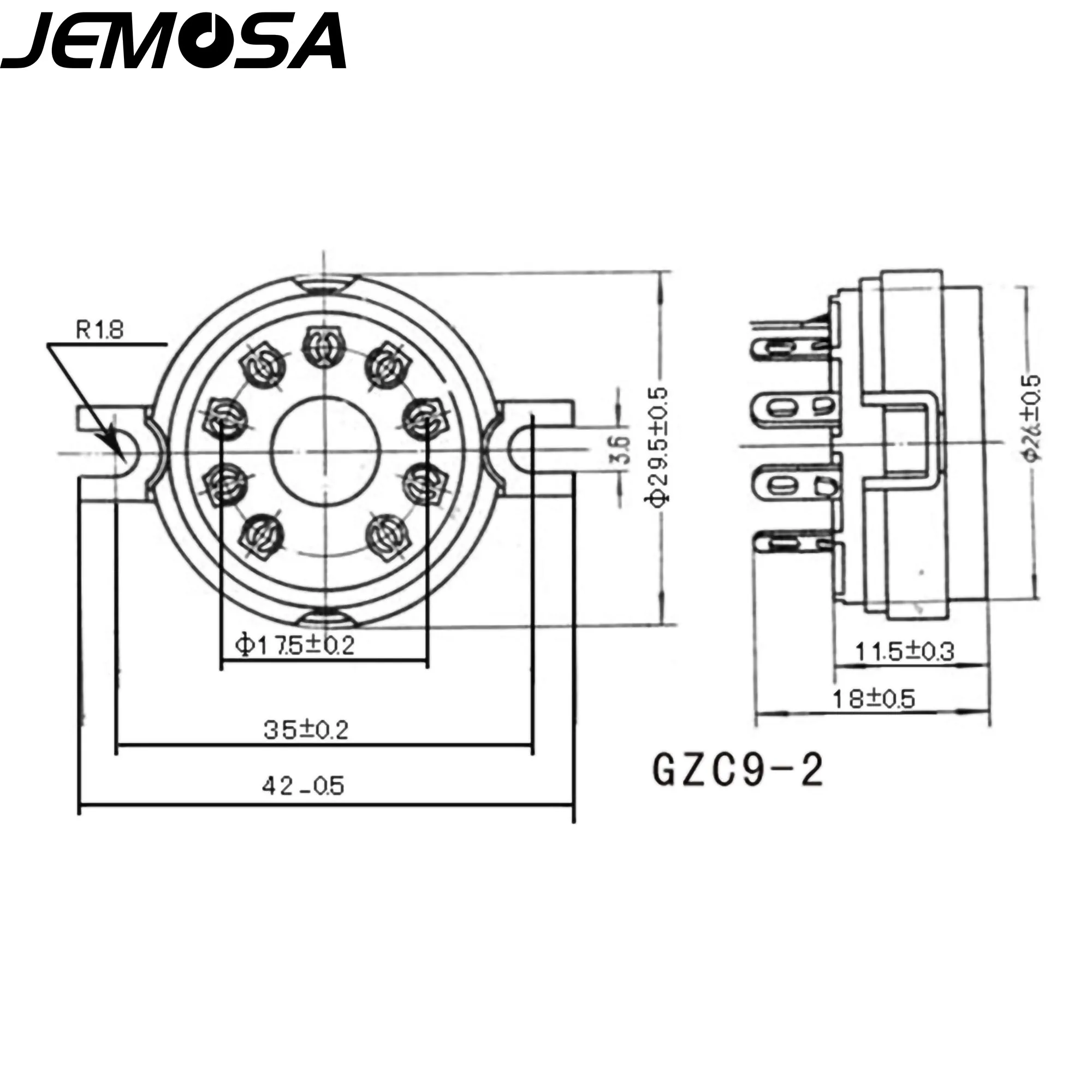 Ceramic Big 9Pins tube socket B9D Valve Socket GZC9-2 For EL504 PL504 EL519 PL519 6p12p Vacuum Tube Amplifier Vintage Audio HIFI