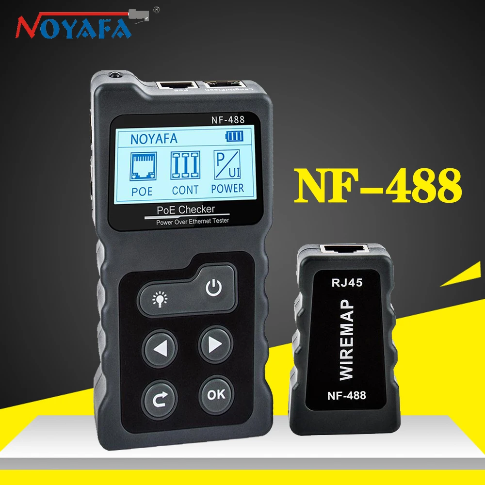 Noyafa NF-488  Lan Tester Cable Tracker PoE Switch RJ45 Digital Ethernet CAT5 CAT6 Test Networking LCD Display Network Tools