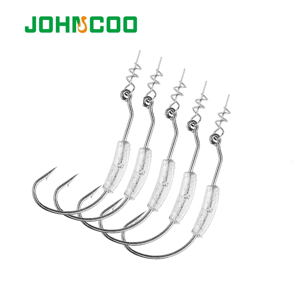 JOHNCOO 4pcs 2g 3g 4g 5g 7g 9g Crank Hook Metal Spoon Sequins Add Weight Lures With Twist Lock Barbed Hook Offset Hooks