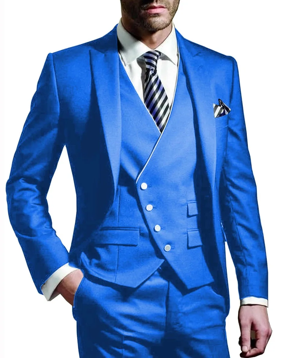 2020 New Arrival Mens Slim Fit 3 Pieces Suits Business Groom Jacket Tuxedos  Blazer for Wedding Prom Evening(Jacket+Vest+Pants)