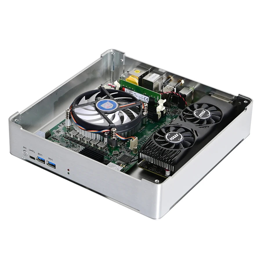 GTX1650 GDDR5 4Gb Gewijd Computeri Met Intel I7-7820HK M.2 Nvme 4K HDMI2.0 Dp Dvi Glasvezel Fan Win10 mini Pc 64G 2T M.2