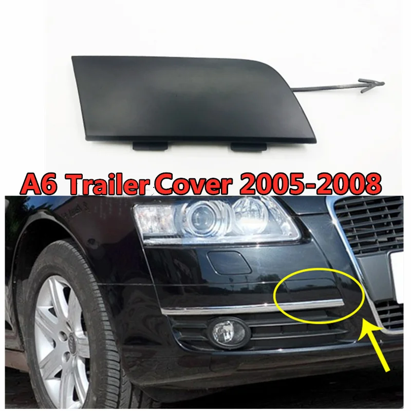 Car Front Towing Hook Cap Bumper Trailer Cover Hitch Plug For Audi A6 C6 2005 2006 2007 2008 Black Without Paint Oem 4F0807441 