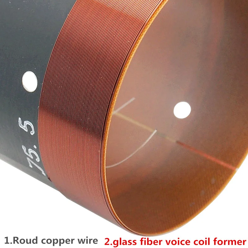 75.5 DJ Speaker Woofer Voice Coil 3 Inch Glass Fiber Home Theater Bass Repair Parts High Power With Copper Wire 8 Ohms 1PC
