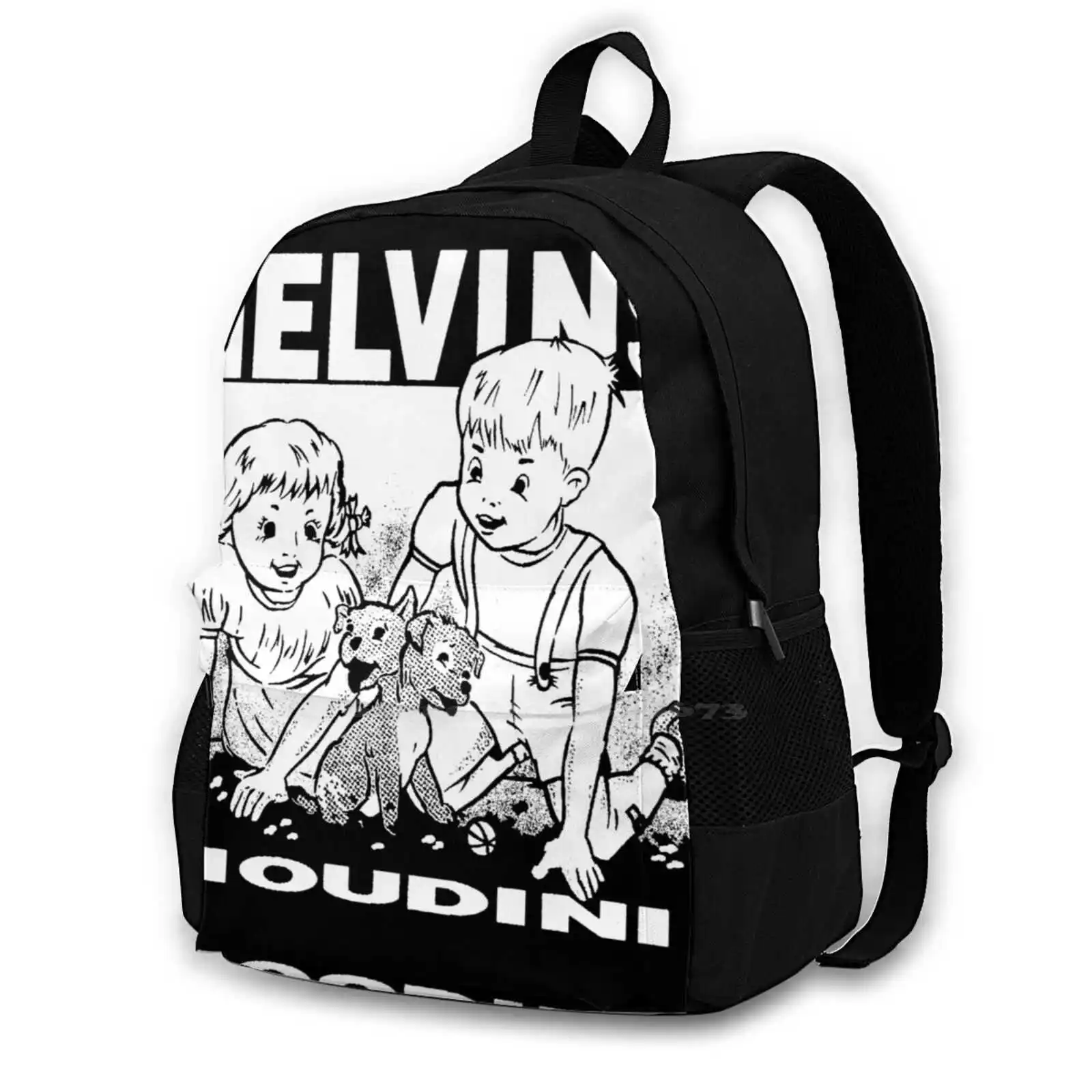 Houdini | Melvins | White 3d Print Design Backpack Casual Bag Houdini Melvins A History Of Bad Men Buzz Osborne Grunge