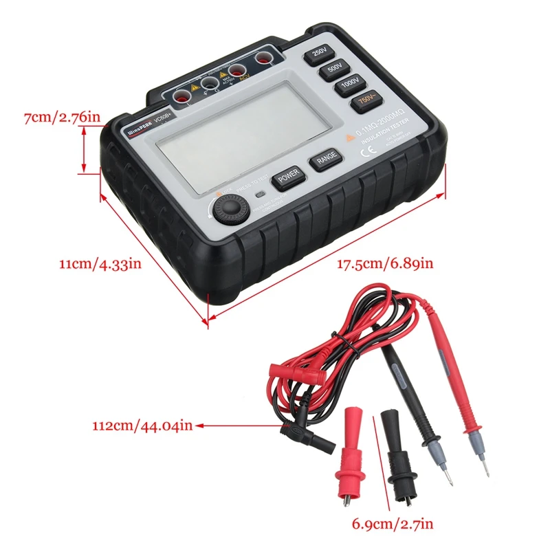 VC60B+ Digital Insulation Resistance Tester 1000V Original MegOhm Meter High Voltage Short Circuit Input Alarm Megohmmeter