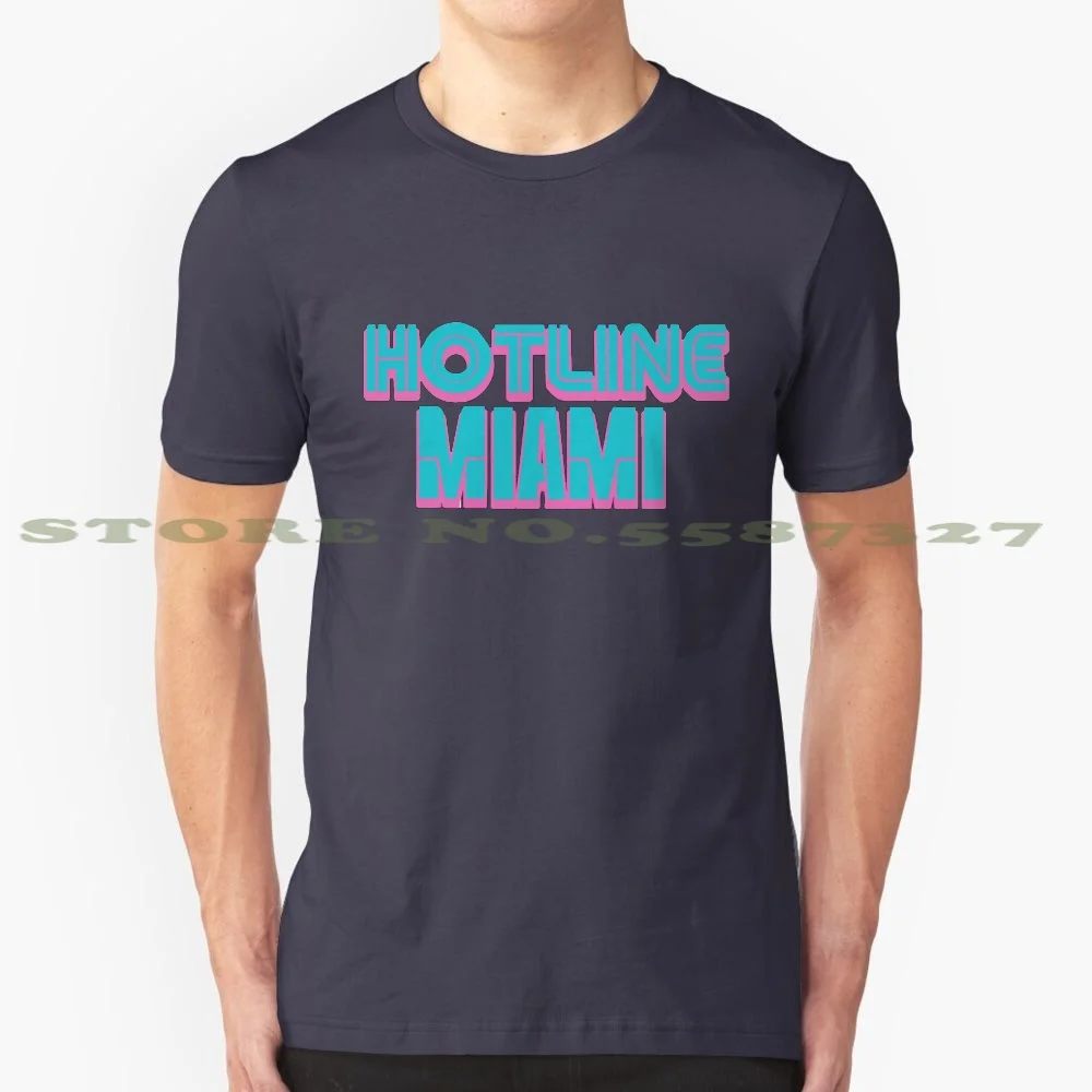 Hotline Miami 100% Cotton T-Shirt Hotline Miami 2 Neon Title Logo Drive Video Game Pc Indie Steam 80S Electronic 2D Top Down