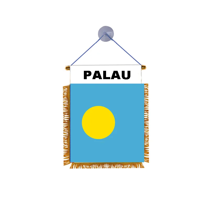 

Morning Palau national exchange flag double sides printing satin flag decoration banner