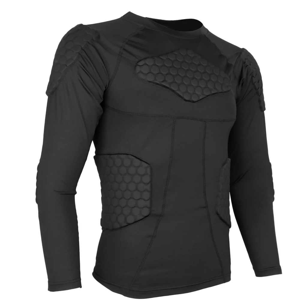 Padded Compression Shirt Rib Chest Protector for Football Basketball Paintball Cycling Men\'s Padded Compression Shirt Protective