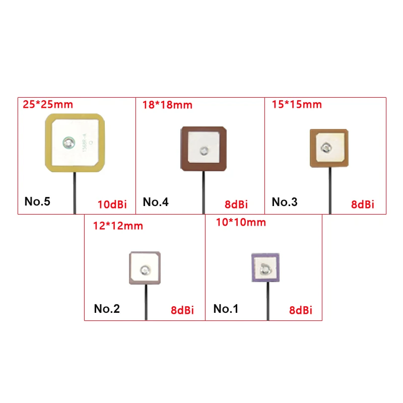 2Pcs GPS antenna BDs Omni Built-in passive ceramic antenna 10cm Cable Strong High gain IPEX U.FL 25*25 18*18 15*15 10*10 mm