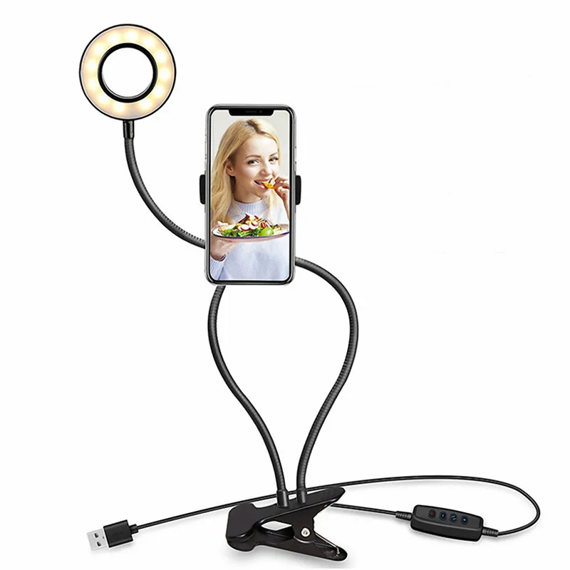Lámpara de anillo redondo, lámpara Led recargable por USB para Selfie con Clip, luz de relleno de maquillaje en vivo, Clip de teléfono para fotografía, Chasing Drama.