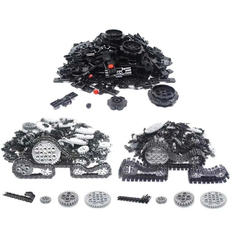 200-700Pcs Technical Tread Wide Track Reinforced Tread Sprocket Wheel Large MOC Bricks Parts Toys 88323 57518 24375 3711