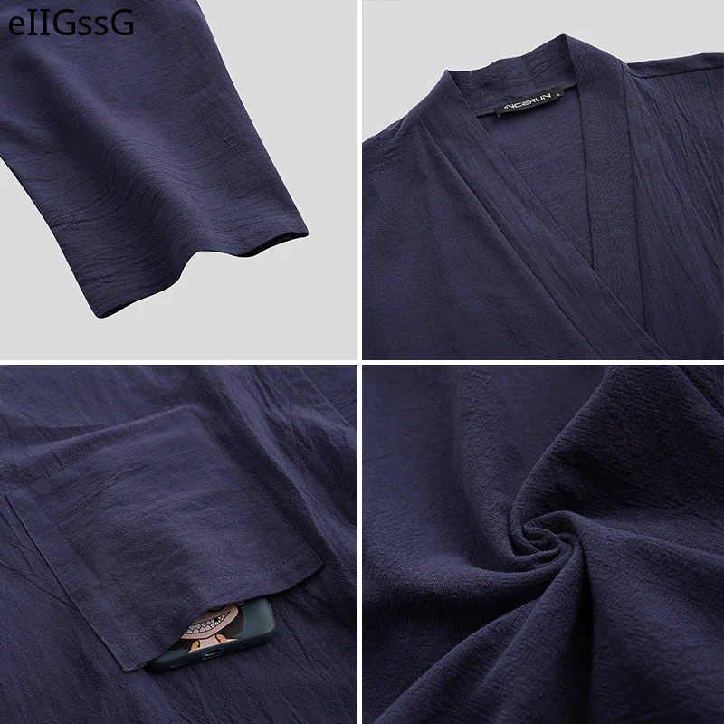 Japanese Mens Kimono Pajamas Suits Male Robe Gown 2Pcs/Set Lounge Bathrobe Sleepwear Loose Man Cotton Comfortable Pajamas