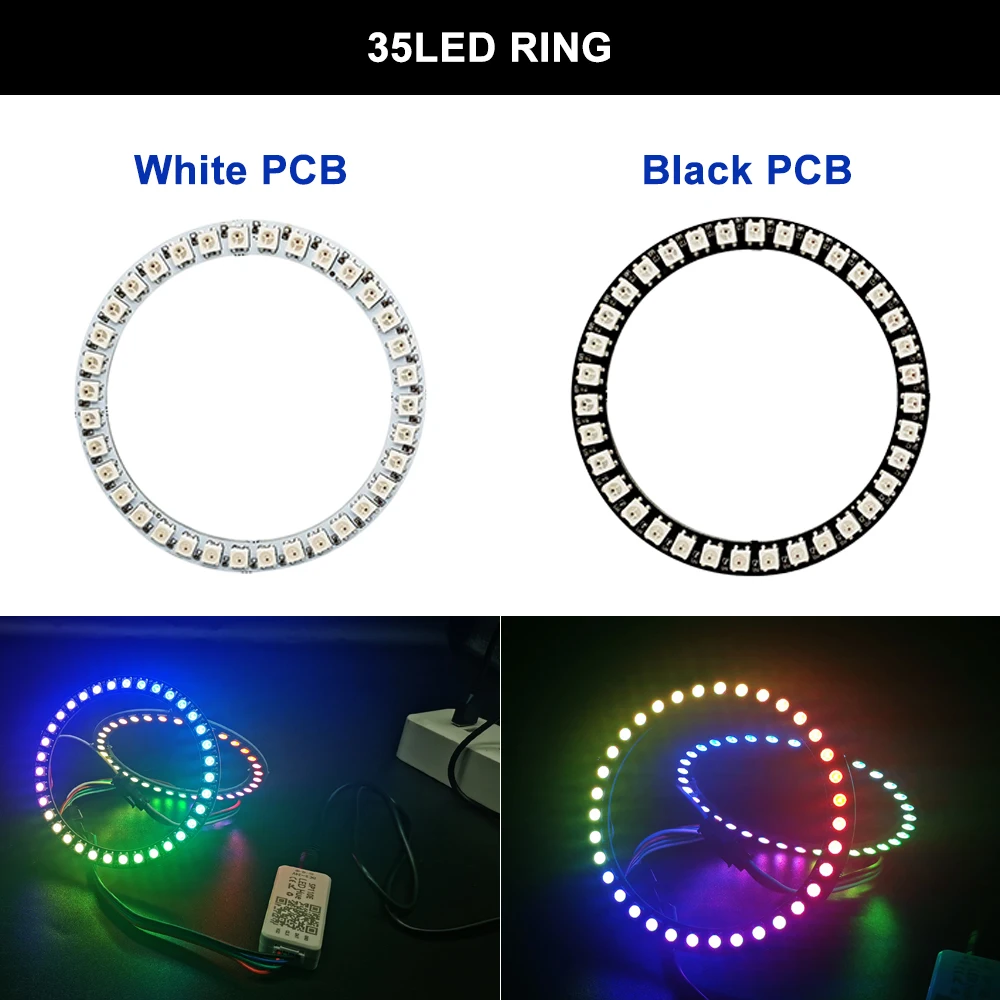 WS2812B Individually Addressable Led Ring 5050 RGB With USB 28Keys Bluetooth Music Controller Kit BuiIt-in 8/16/24/35/45 Pixels