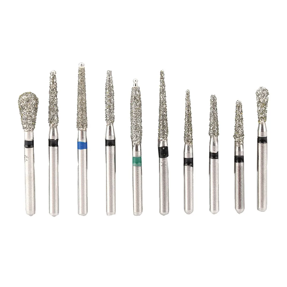 10Pcs/Pack FG 1.6mm Dental High Speed Burs High Speed Handpiece Turbine Diamond Drills Diamond Polishing Tooth Preparation Burs