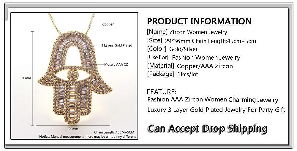 Mhs. sun 1pc Mode kubischen Schmuck mit bösen Blick von Horus aaa Zirkon Hände Anhänger Halskette Kette Halsreif für Frauen/Männer Geschenk – Detail 17