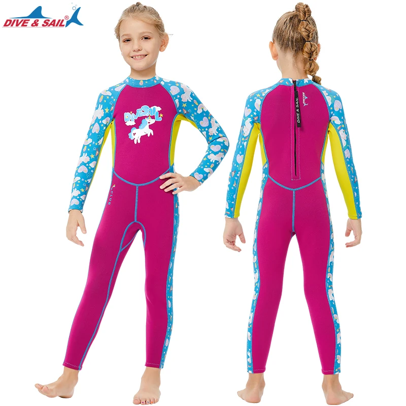 

Kids and Youth 2.5mm Neoprene Wetsuit Long Sleeve Thermal Swimsuit Back Zipper for Boys Toddler Child Keep Warm Swimming Diving