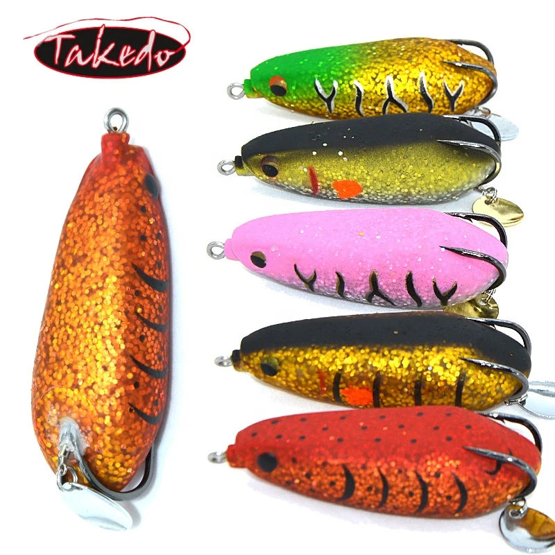 TAKEDO high quality LW039 8cm 25g jump frog lure hollow body frog lure Topwater Ray Frog Artificial 3D Eyes