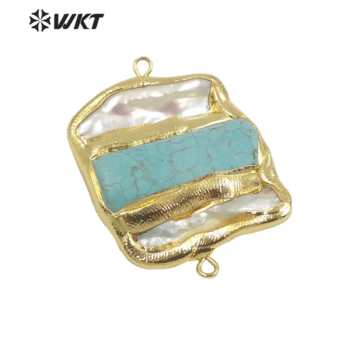 WT-JP286 WKT  New Noble While Pearl And GreenTurquoises Fashion Connector Double Hook Fine Pendants As Women Gift