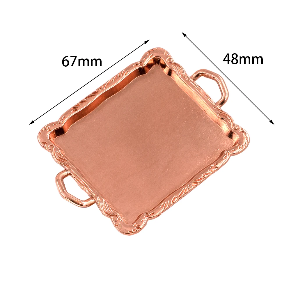 1/12 Dollhouse Miniature Accessories Mini Metal Tea Tray Simulation Dinner Food Plate Model for Doll House Decoration ob11